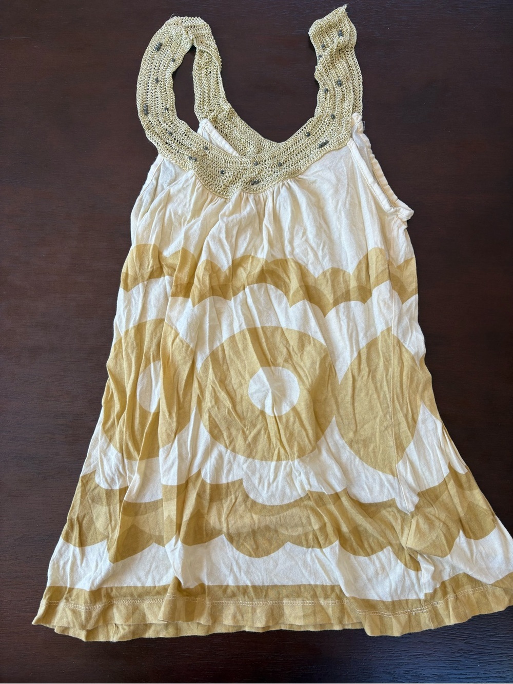 Language Cream and Mustard Crochet Yoke Tunic